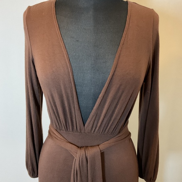 18. Rachel Pally Brown V-Neck Plunge Long Sleeve Maxi Dress Size Small - Picture 5 of 8